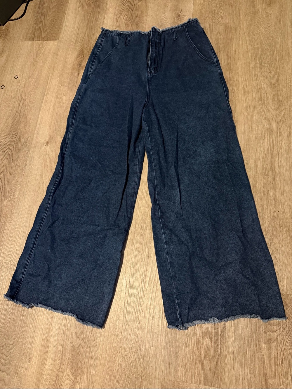 Forever 21 Dark Blue Wide Leg High-Rise Jeans